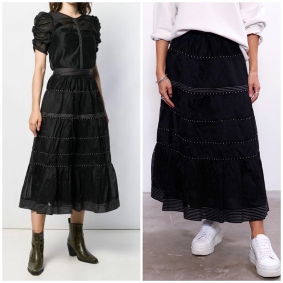 Ulla Johnson tiered silk blend midi skirt - Picture 2 of 7